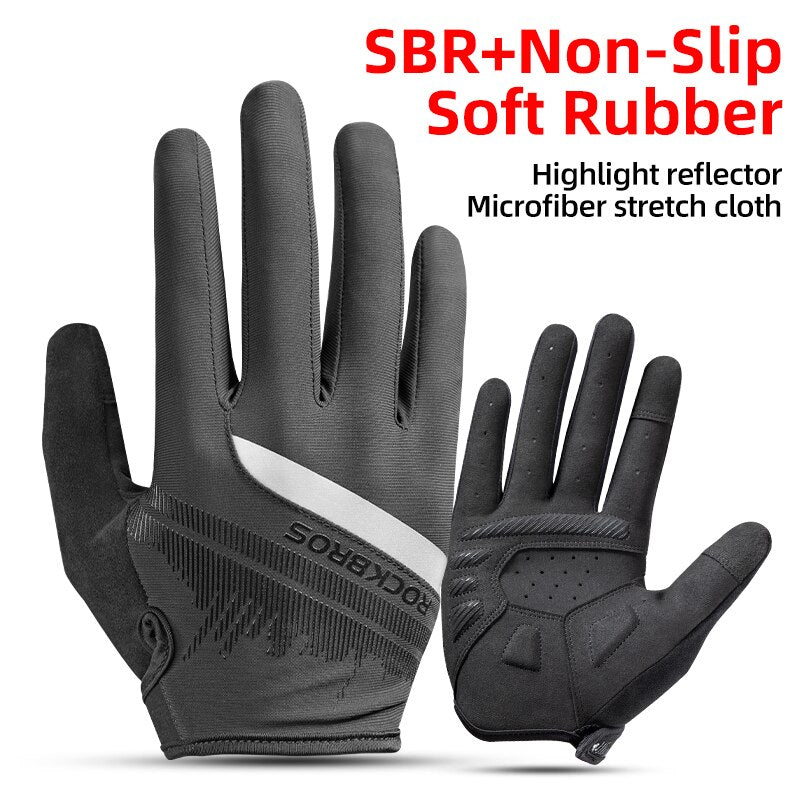 Cycling gloves SBR 6mm Thickened Pad Shockproof Breathable GEL Bike Gloves Full Finger Gloves