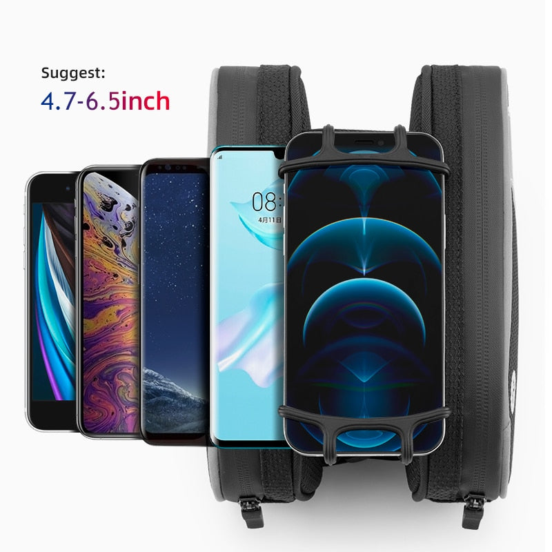 Front Bike Bag Bicycle Pouch Screen Reflective Bicycle Bag Double Zipper Separate Storage Bag