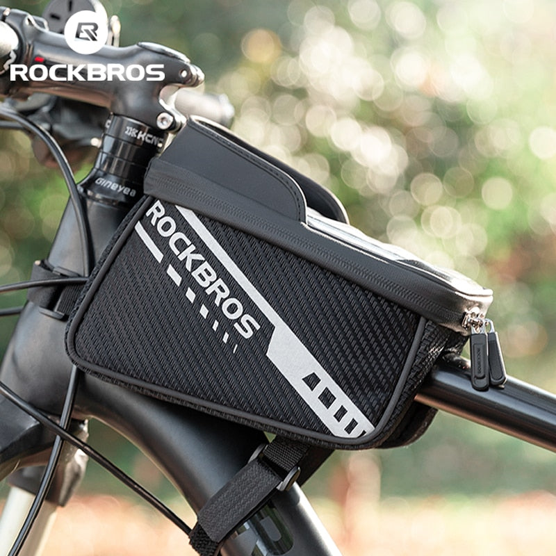 Front Bike Bag Sensitive Touch Screen Reflective 1L Bicycle Bag Double Zipper Separate Storage Bag