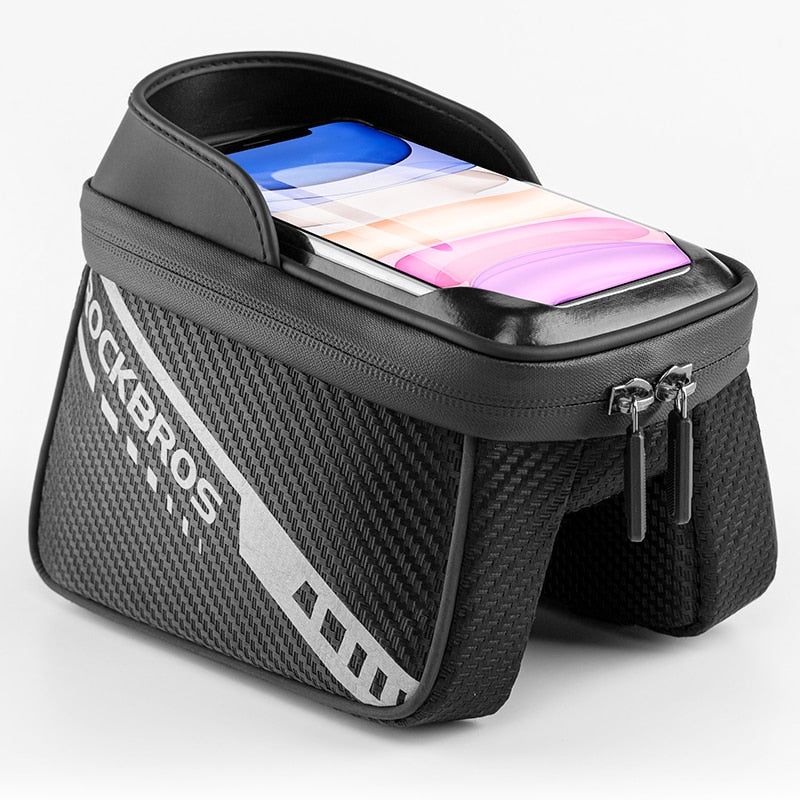 Front Bike Bag Sensitive Touch Screen Reflective 1L Bicycle Bag Double Zipper Separate Storage Bag