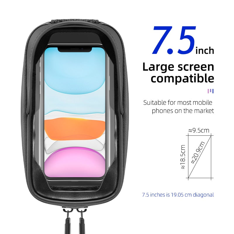 Front Bike Bag Sensitive Touch Screen Reflective 1L Bicycle Bag Double Zipper Separate Storage Bag