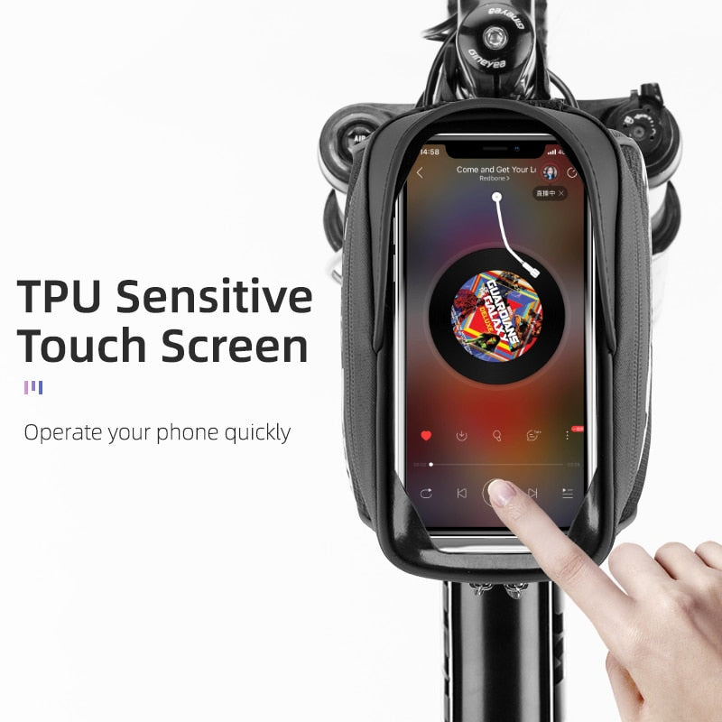 Front Bike Bag Sensitive Touch Screen Reflective 1L Bicycle Bag Double Zipper Separate Storage Bag