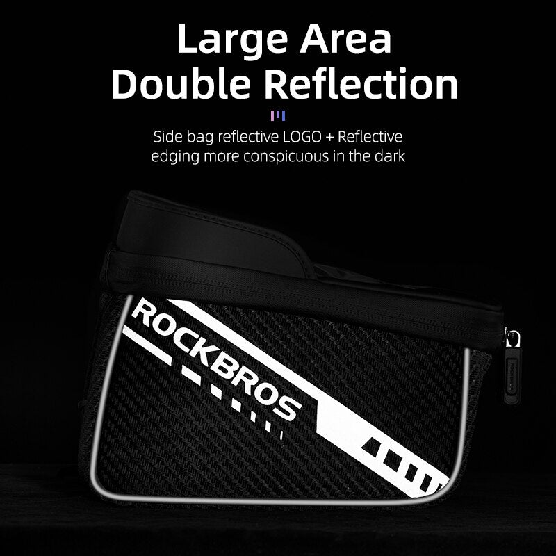 Front Bike Bag Sensitive Touch Screen Reflective 1L Bicycle Bag Double Zipper Separate Storage Bag