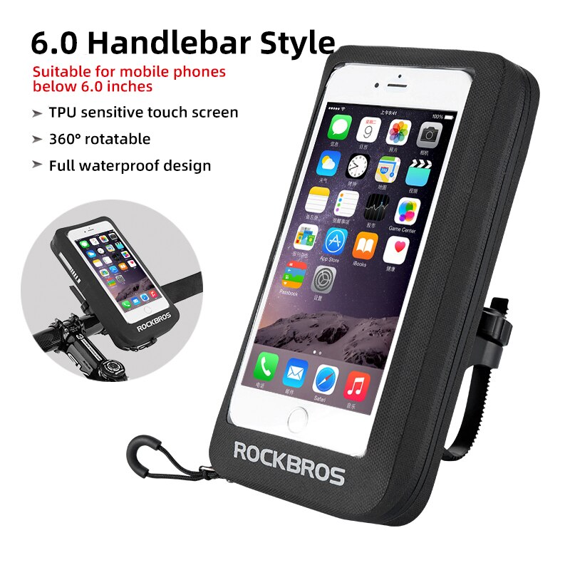 Full Waterproof Bicycle Bag Rotatable Bike Front Phone Bag Touch Screen Rearview Mirror Bag