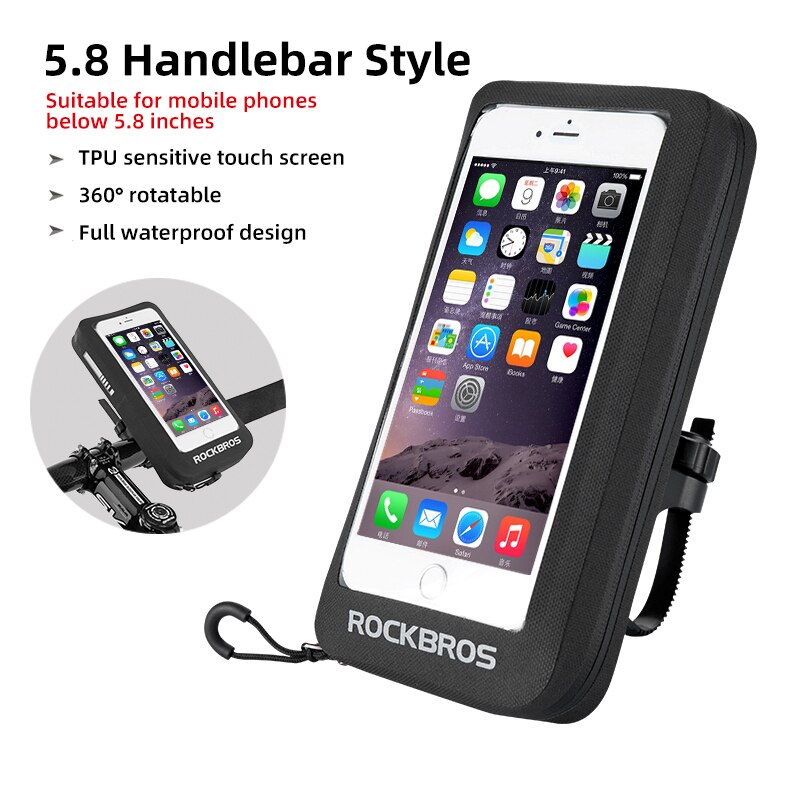 Full Waterproof Bicycle Bag Rotatable Bike Front Phone Bag Touch Screen Rearview Mirror Bag