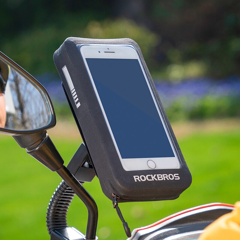 Full Waterproof Bicycle Bag Rotatable Bike Front Phone Bag Touch Screen Rearview Mirror Bag