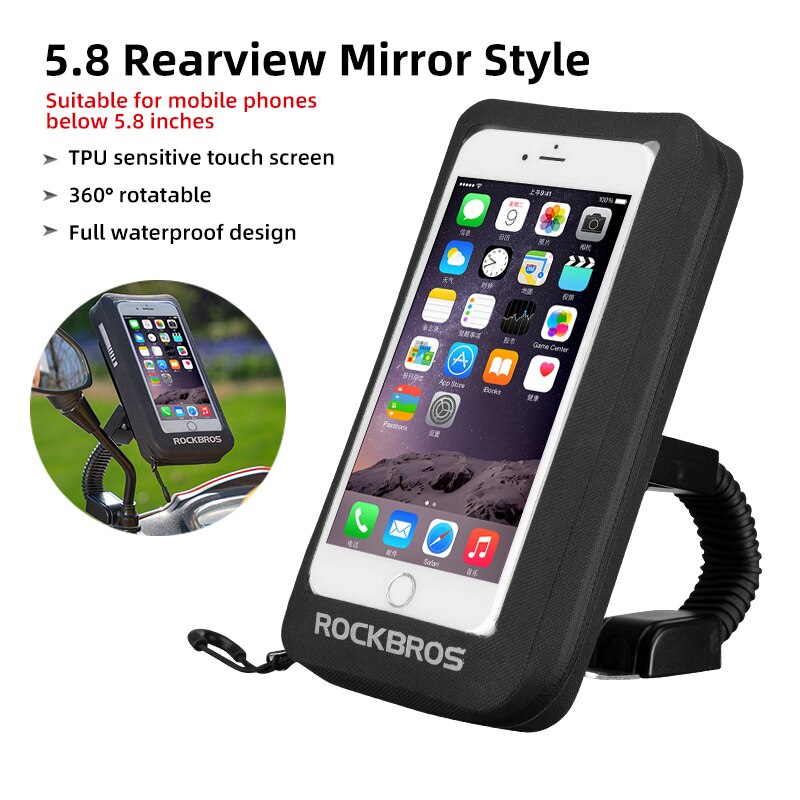 Full Waterproof Bicycle Bag Rotatable Bike Front Phone Bag Touch Screen Rearview Mirror Bag