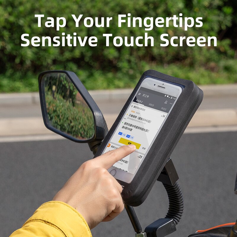 Full Waterproof Bicycle Bag Rotatable Bike Front Phone Bag Touch Screen Rearview Mirror Bag