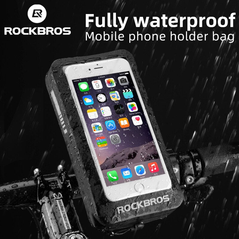 Full Waterproof Bicycle Bag Rotatable Bike Front Phone Bag Touch Screen Rearview Mirror Bag
