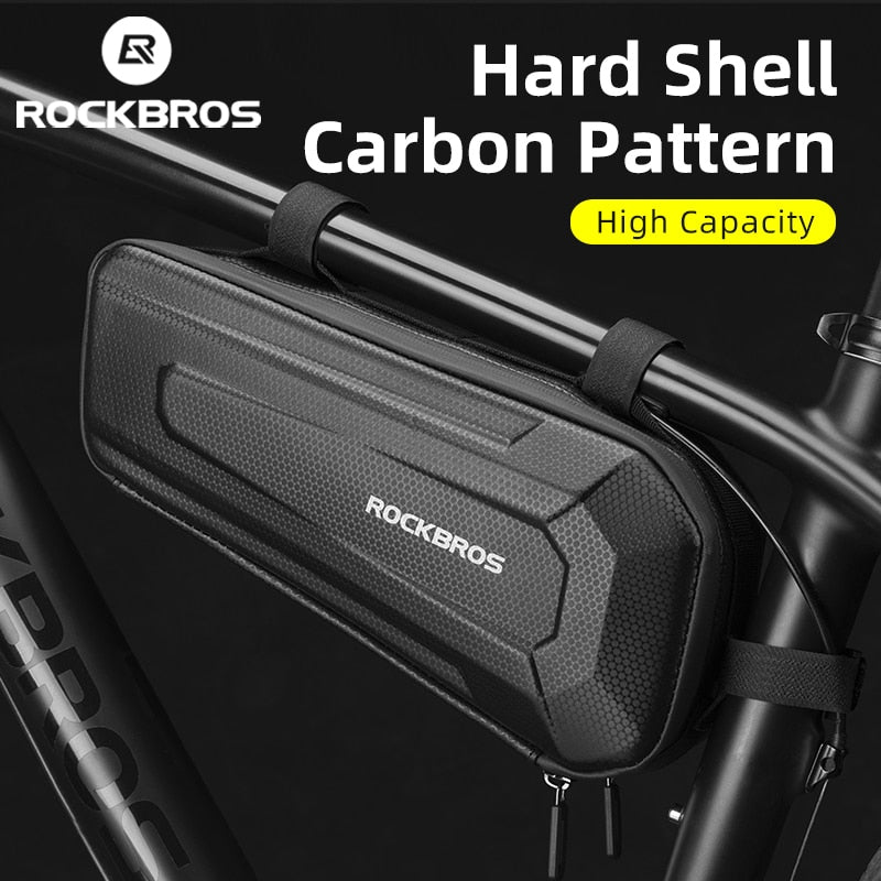 Hard Shell Bicycle Bag Carbon Pattern Waterproof Top Tube Bag Cycling Saddle Bag 1.5L High Capacity