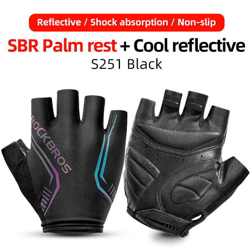 MTB Road Male Cycling Gloves High Reflective Ant-slip Shockproof Fingerless Gloves