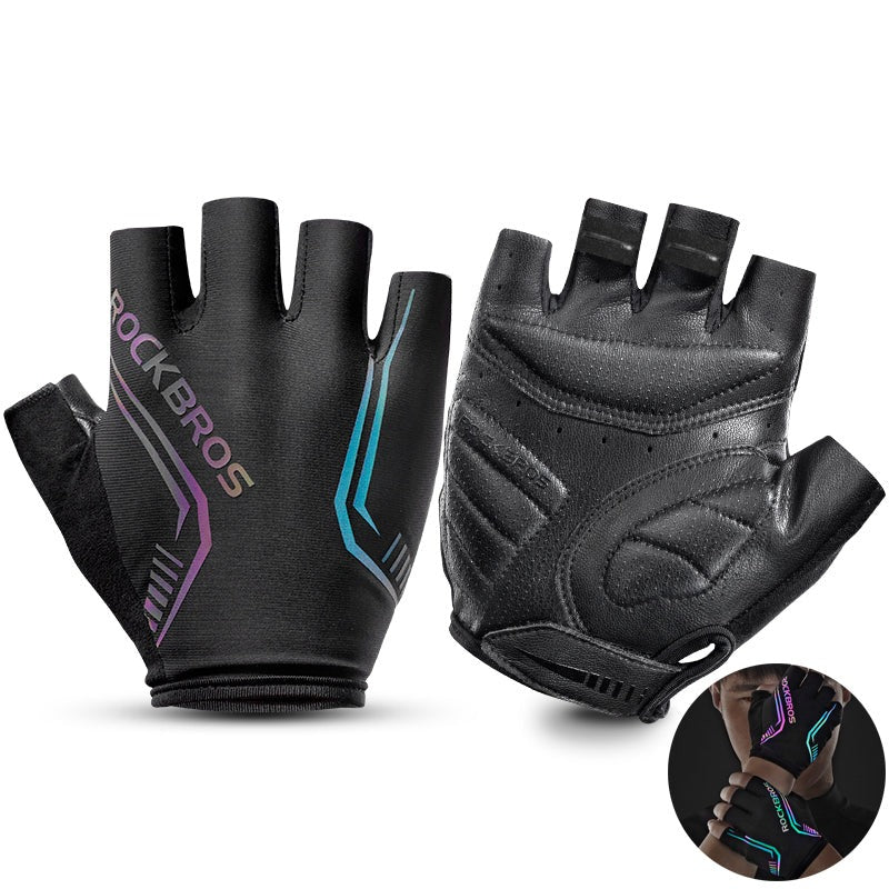 MTB Road Male Cycling Gloves High Reflective Ant-slip Shockproof Fingerless Gloves