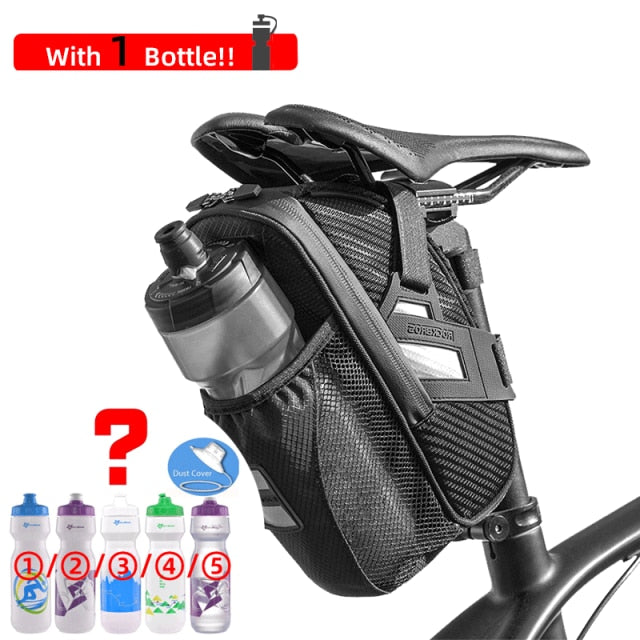 Rainproof Bike Bicycle Rear Bag with Water Bottle Pocket Bicycle Tail Seat Bag Reflective Pouch