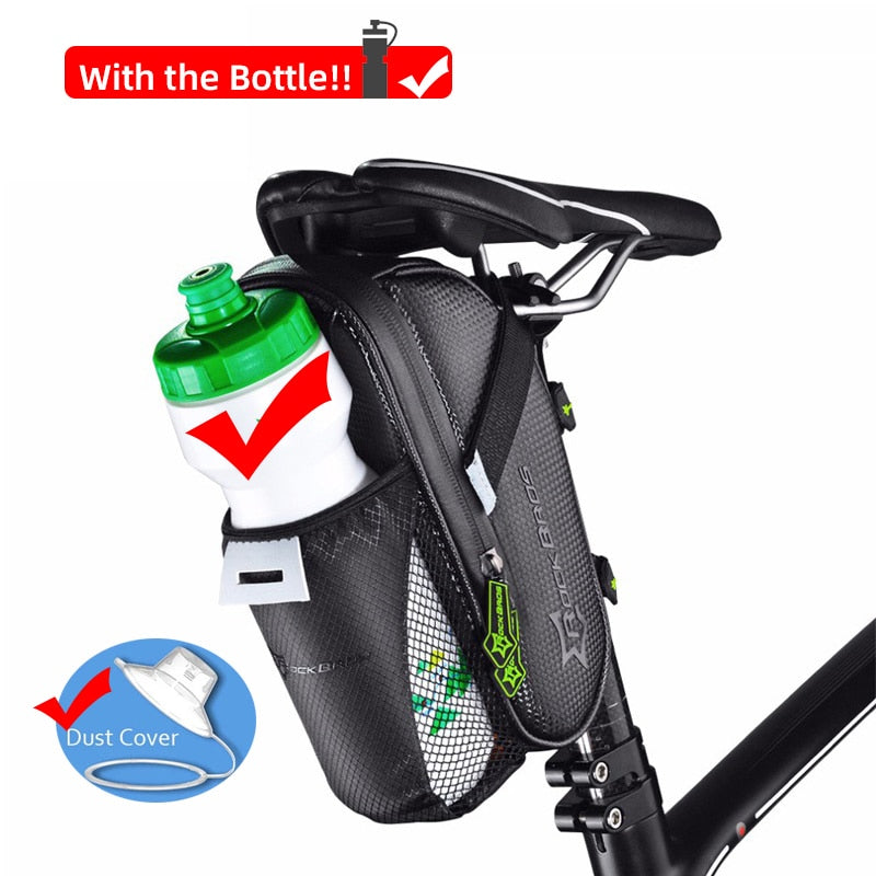 Rainproof Bike Bicycle Rear Bag with Water Bottle Pocket Bicycle Tail Seat Bag Reflective Pouch