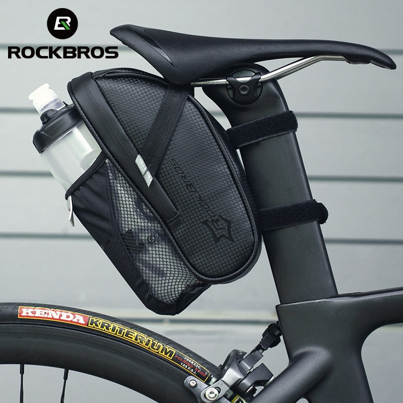 Rainproof Bike Bicycle Rear Bag with Water Bottle Pocket Bicycle Tail Seat Bag Reflective Pouch