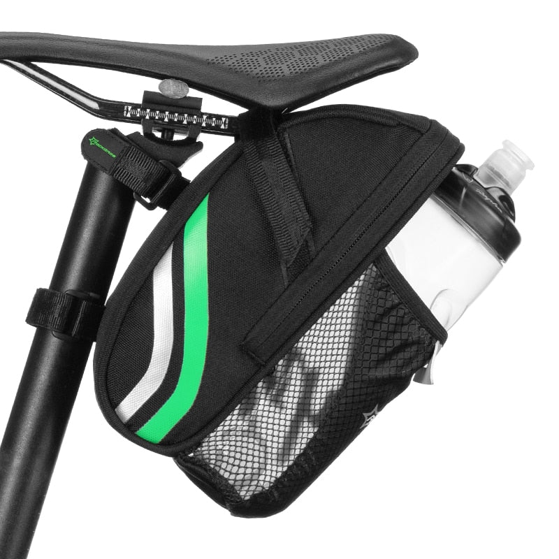 Rainproof Bike Bicycle Rear Bag with Water Bottle Pocket Bicycle Tail Seat Bag Reflective Pouch