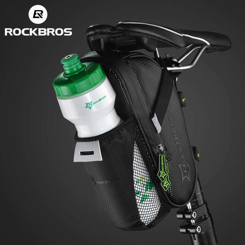 Rainproof Bike Bicycle Rear Bag with Water Bottle Pocket Bicycle Tail Seat Bag Reflective Pouch