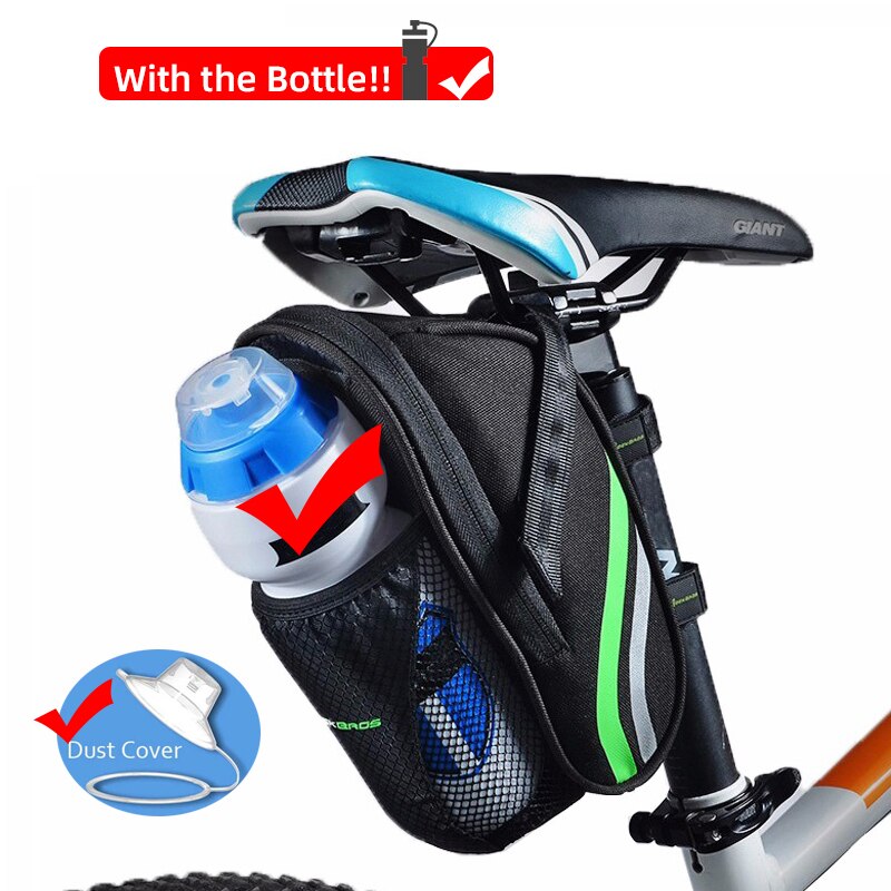 Rainproof Bike Bicycle Rear Bag with Water Bottle Pocket Bicycle Tail Seat Bag Reflective Pouch