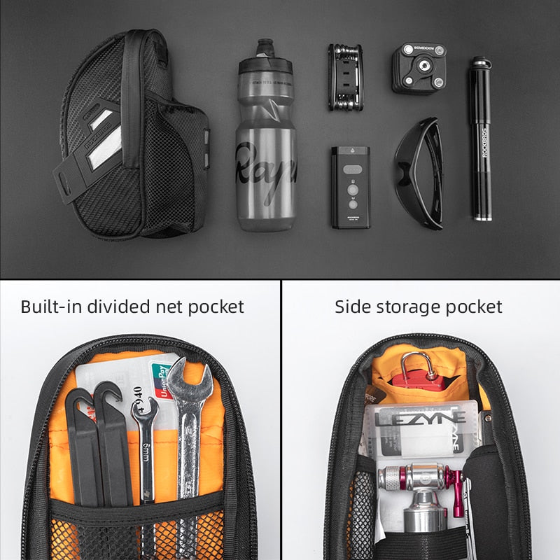 Saddle Bag Double Zipper Reflective Large Capacity Water Tail Bag Bottle Pocket Bicycle Bag