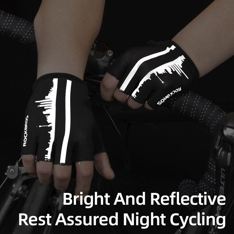 Summer Cycling Half Finger Gloves Anti-slip Breathable Gloves Anti-sweat Reflective Bike Gloves