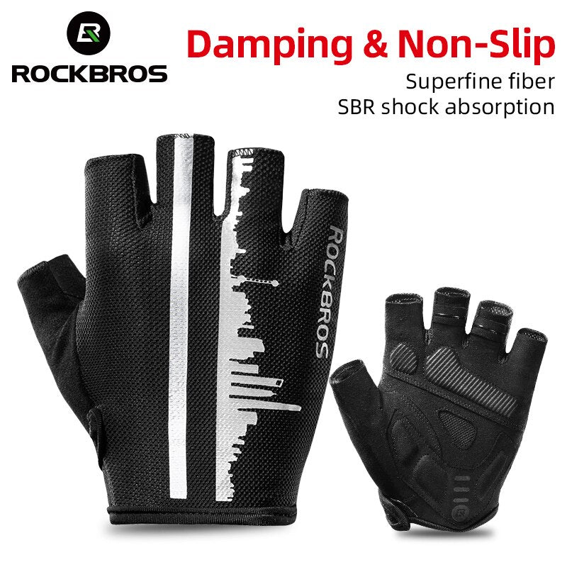 Summer Cycling Half Finger Gloves Anti-slip Breathable Gloves Anti-sweat Reflective Bike Gloves