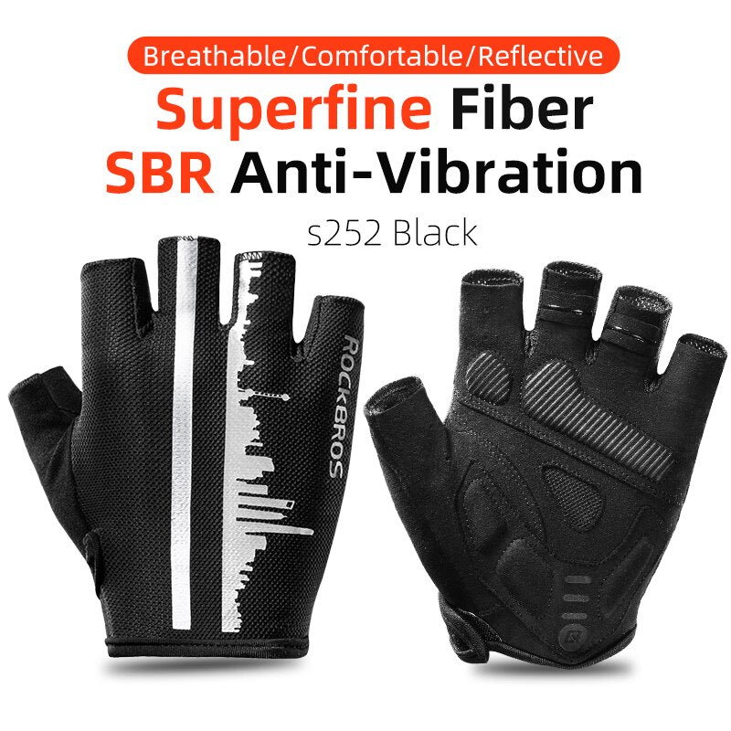 Summer Cycling Half Finger Gloves Anti-slip Breathable Gloves Anti-sweat Reflective Bike Gloves
