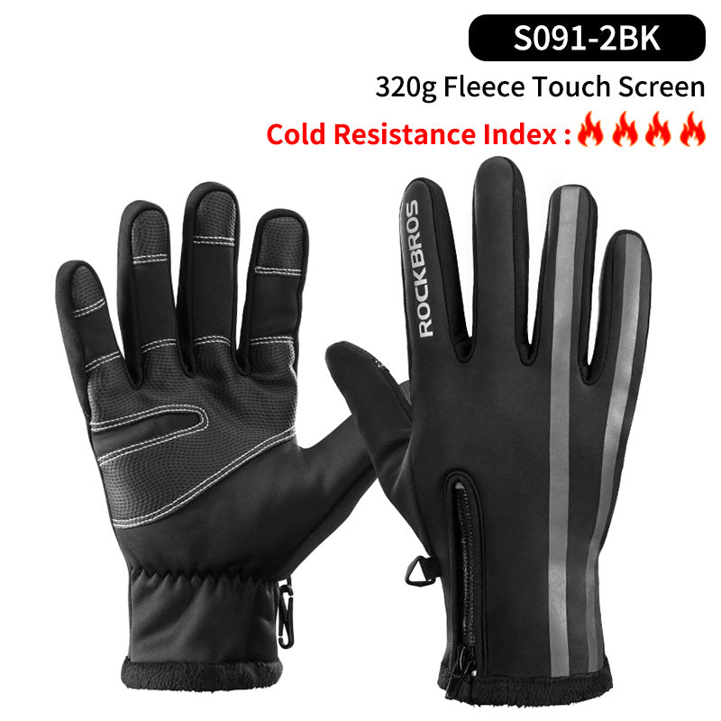 Touch Screen Bike Gloves Winter Thermal Windproof Full Finger Cycling Glove Anti-slip Bicycle Gloves