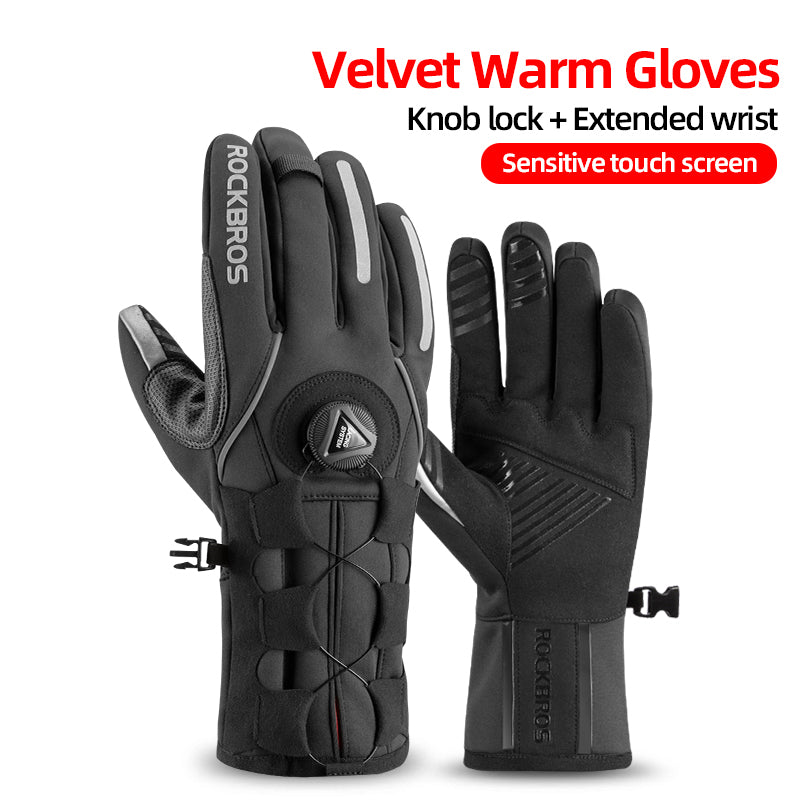 Touch Screen Bike Gloves Winter Thermal Windproof Full Finger Cycling Glove Anti-slip Bicycle Gloves