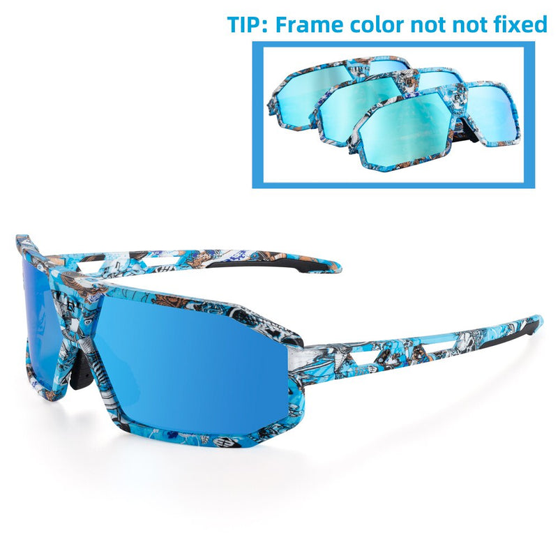 Uique Printing Photochromic Polarized Cycling Bicycle Glasses Men Women