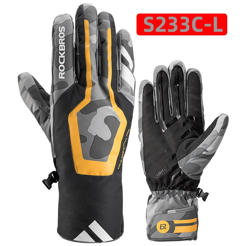 Warm Moto Gloves Winter Windproof Waterproof Motorcycle MTB Gloves TPU Touch Screen Friendly