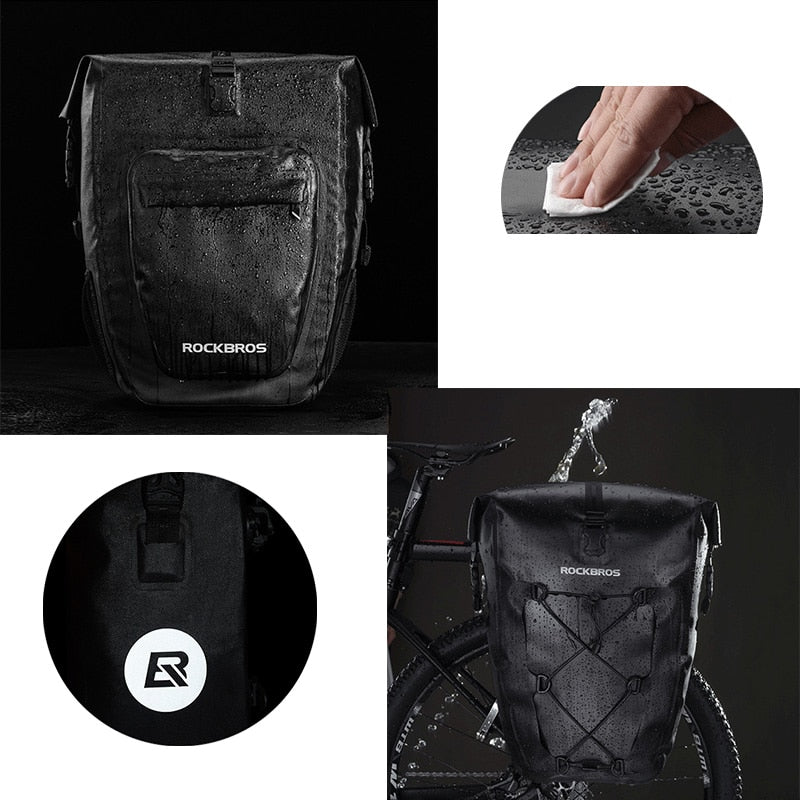 Waterproof Bike Bag 27L Travel Cycling Bag Basket Bicycle Rear Rack Tail Seat Trunk Bags Pannier