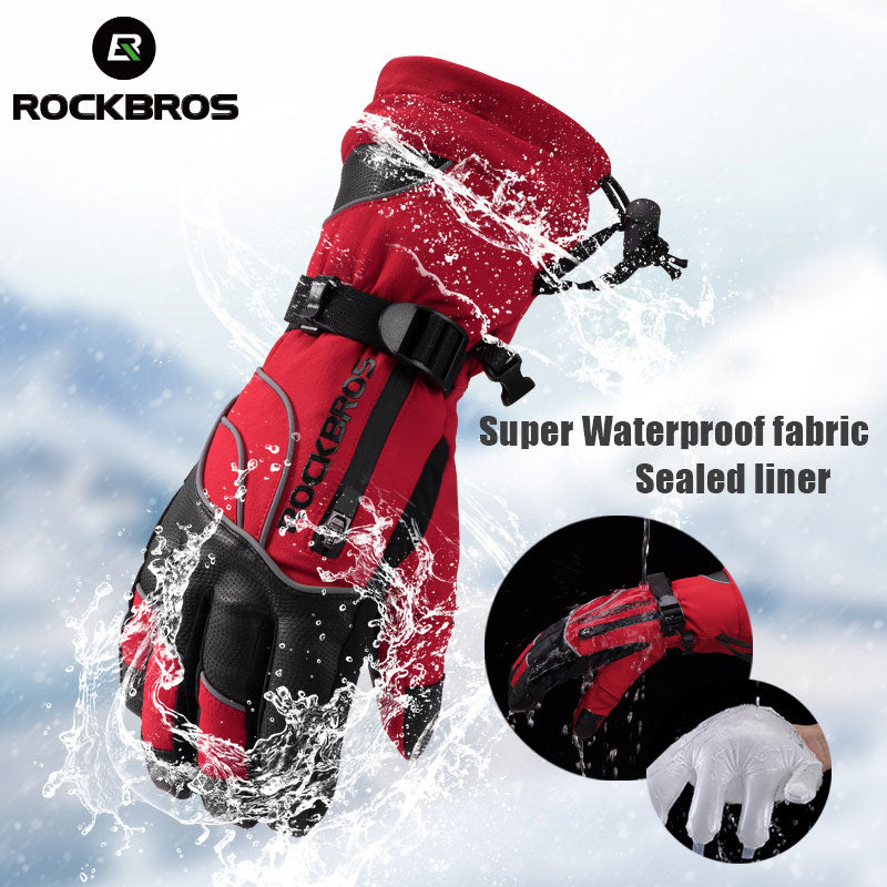 Windproof Waterproof -30 Degree Winter Gloves Sports Thermal Grey Ski Gloves