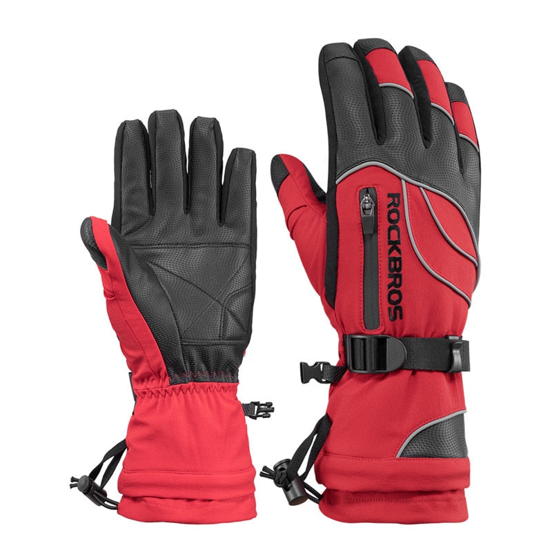 Windproof Waterproof -30 Degree Winter Gloves Sports Thermal Grey Ski Gloves