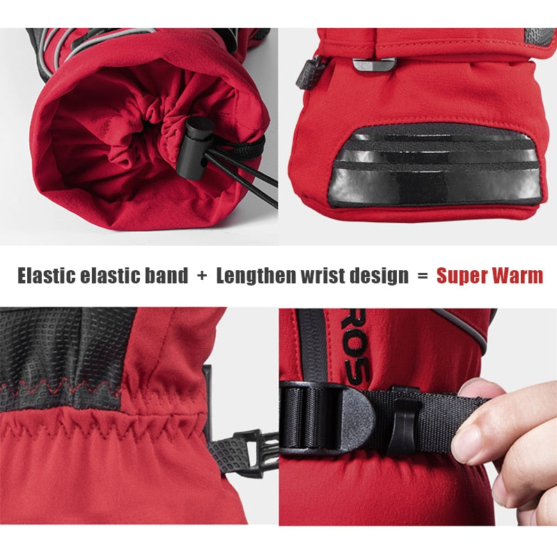 Windproof Waterproof -30 Degree Winter Gloves Sports Thermal Grey Ski Gloves
