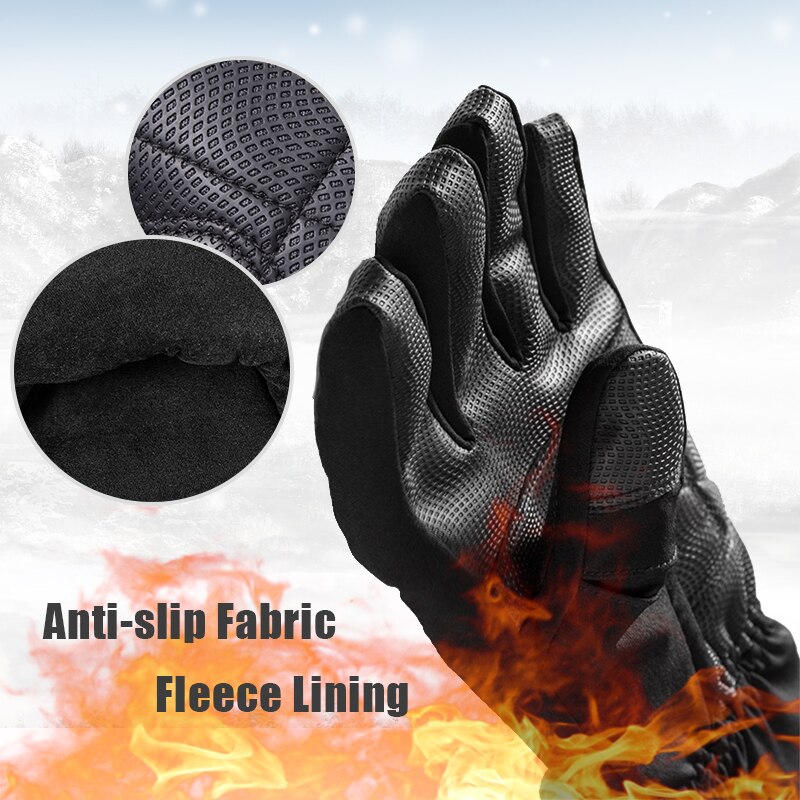Windproof Waterproof -30 Degree Winter Gloves Sports Thermal Grey Ski Gloves