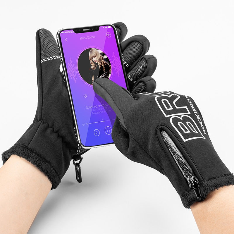Winter Cycling Full Finger Gloves Keep Warm Touch Screen Long Finger Waterproof Gloves