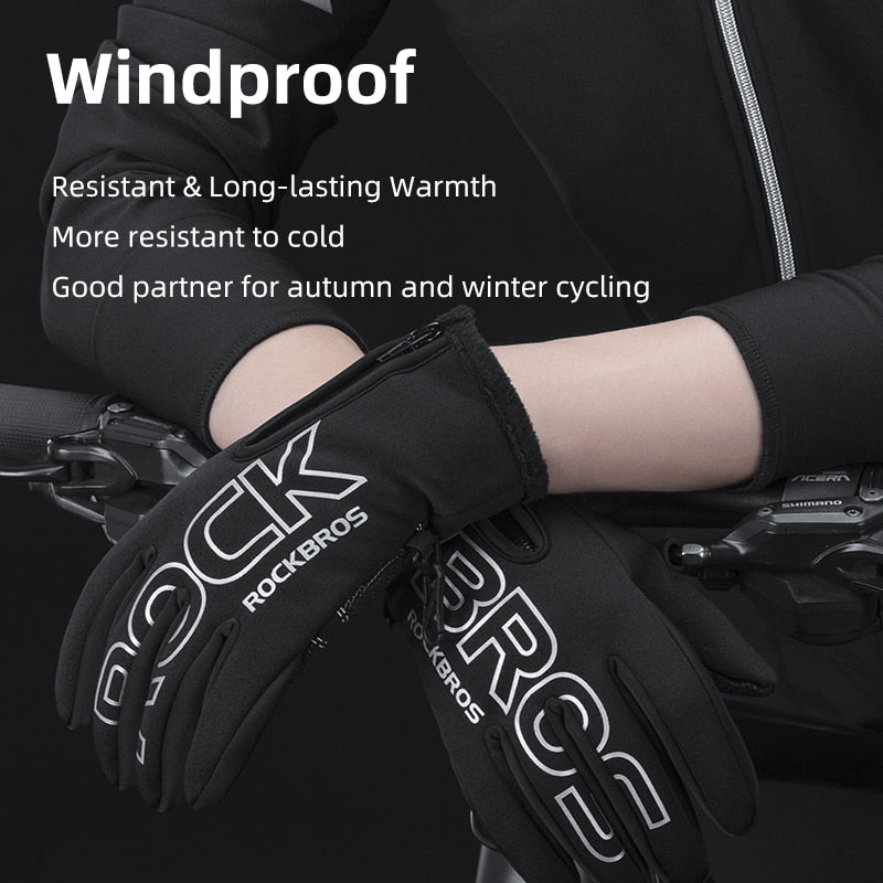 Winter Cycling Full Finger Gloves Keep Warm Touch Screen Long Finger Waterproof Gloves