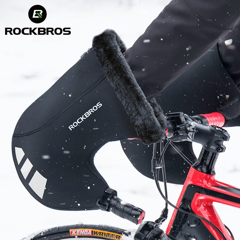 Winter Cycling Gloves Thicken Warm Windproof Bicycle Gloves Reflective Strip Rainproof Gloves