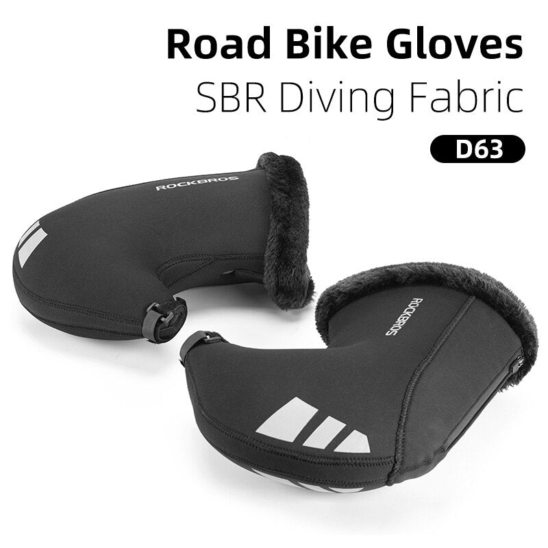 Winter Cycling Gloves Thicken Warm Windproof Bicycle Gloves Reflective Strip Rainproof Gloves
