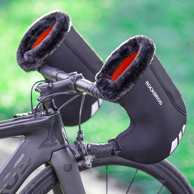 Winter Cycling Gloves Thicken Warm Windproof Bicycle Gloves Reflective Strip Rainproof Gloves
