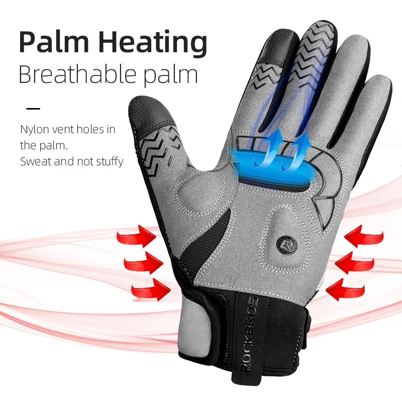 Warm Bicycle Gloves Winter SBR Touch Screen USB Heated Gloves Windproof Plam Breathable Gloves