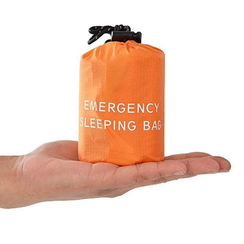 Reusable Emergency Sleeping Bag (just one bag) - Waterproof Survival Camping Travel Bag & Whistle for Travel