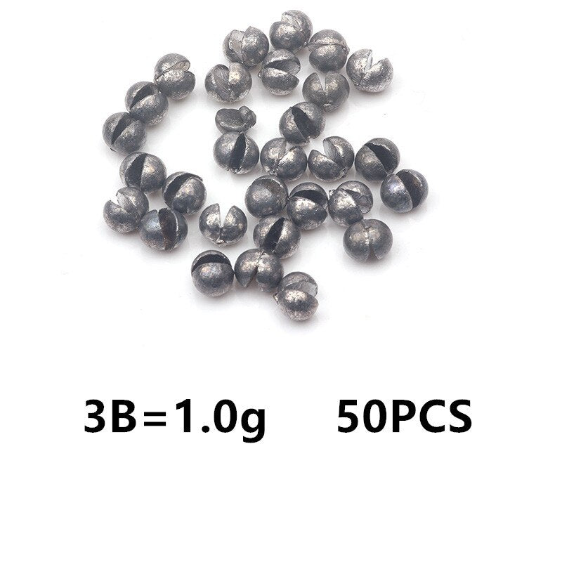 Rompin 50pcs/lot  0.2-2.1g G4-7B Carp Fishing Solid Oval Split Shot Lead Explosion Sinker Fishing Lure weight Accessories tool