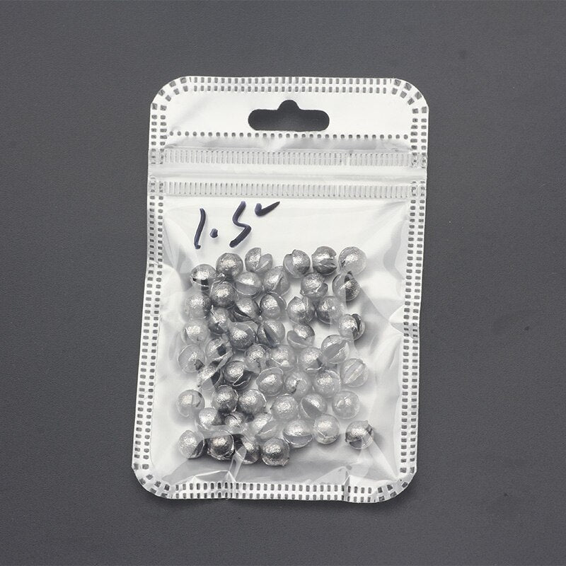 Rompin 50pcs/lot  0.2-2.1g G4-7B Carp Fishing Solid Oval Split Shot Lead Explosion Sinker Fishing Lure weight Accessories tool