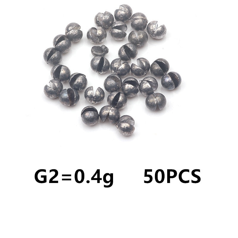 Rompin 50pcs/lot  0.2-2.1g G4-7B Carp Fishing Solid Oval Split Shot Lead Explosion Sinker Fishing Lure weight Accessories tool