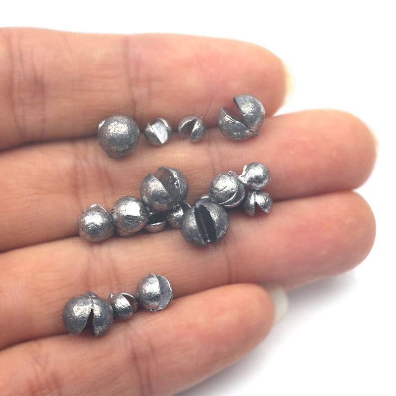 Rompin 50pcs/lot  0.2-2.1g G4-7B Carp Fishing Solid Oval Split Shot Lead Explosion Sinker Fishing Lure weight Accessories tool