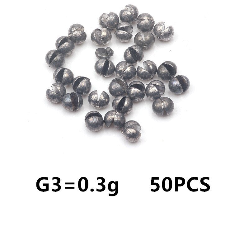 Rompin 50pcs/lot  0.2-2.1g G4-7B Carp Fishing Solid Oval Split Shot Lead Explosion Sinker Fishing Lure weight Accessories tool