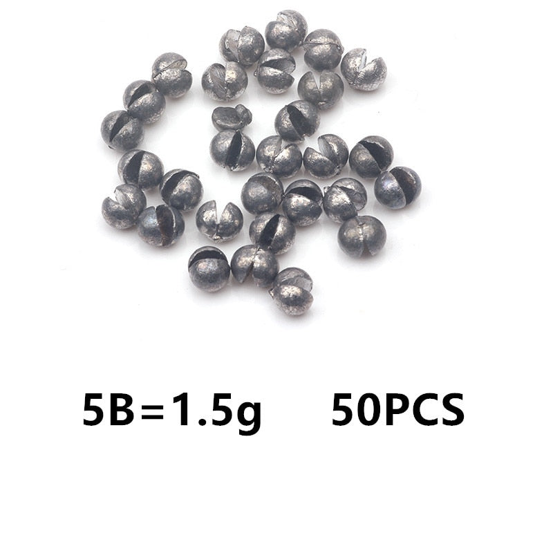 Rompin 50pcs/lot  0.2-2.1g G4-7B Carp Fishing Solid Oval Split Shot Lead Explosion Sinker Fishing Lure weight Accessories tool