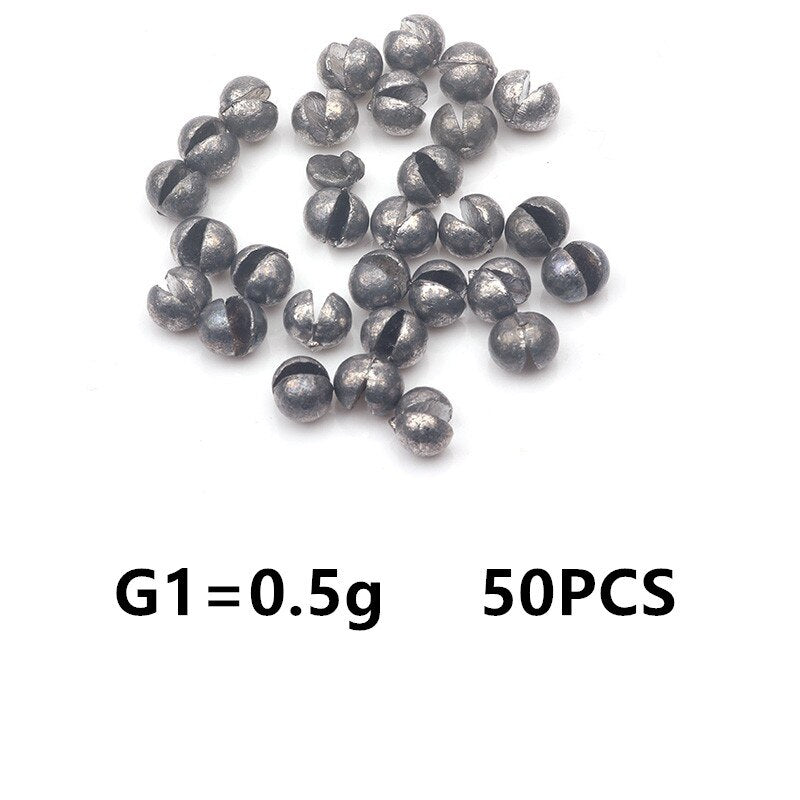 Rompin 50pcs/lot  0.2-2.1g G4-7B Carp Fishing Solid Oval Split Shot Lead Explosion Sinker Fishing Lure weight Accessories tool