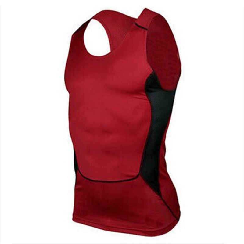 Mens Running Vest Gym Sleeveless Shirt Fitness  Sports Tight compression T-shirts gym high quality